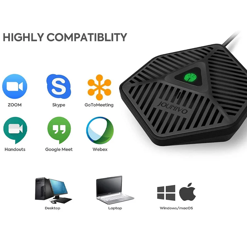 Microphone de conférence USB, micro omnidirectionnel, micro à condensateur, micro de bureau pour PC, ordinateur, enregistrement sur ordinateur portable