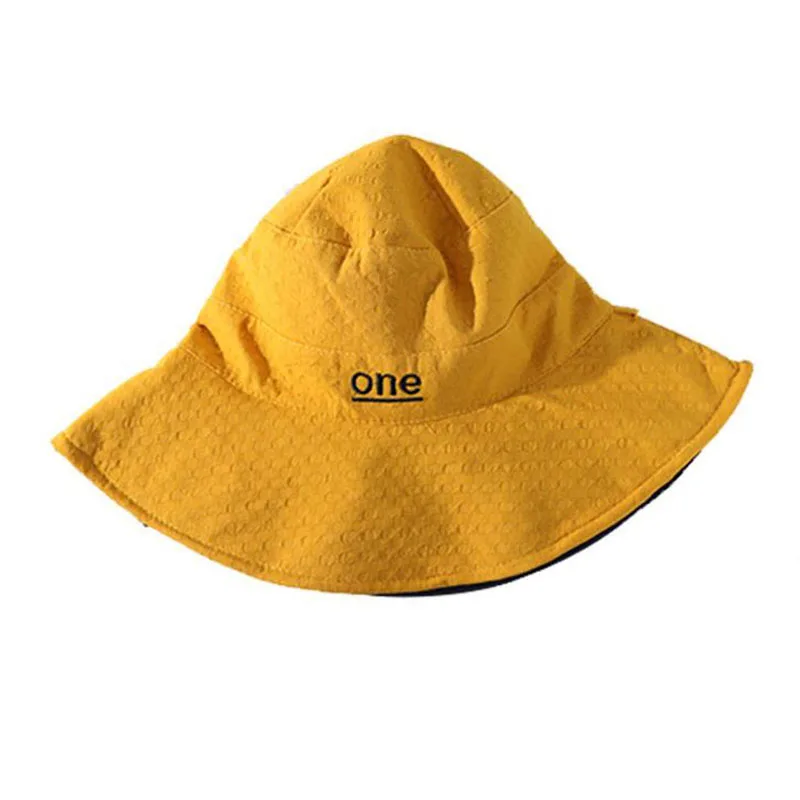 

Summer Foldable Bucket Hat Women Outdoor Sunscreen Fisherman Hat Men Cotton embroidery letter Cap Double Sided Can Be worn