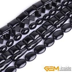 Natural Black Agates Beads Natural Stone Beads Loose Beads For Jewelry Making Bead Strand 15 Inches Teardrop Square Cube