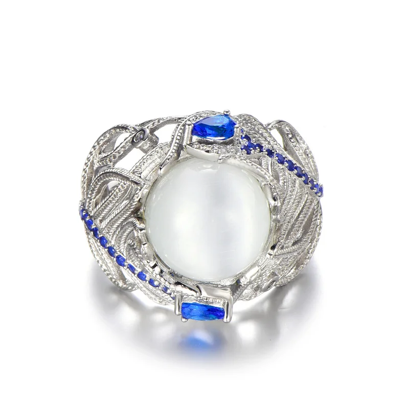 Women's Unique Design 925 Sterling Silver Opal Ring, Charm Gift