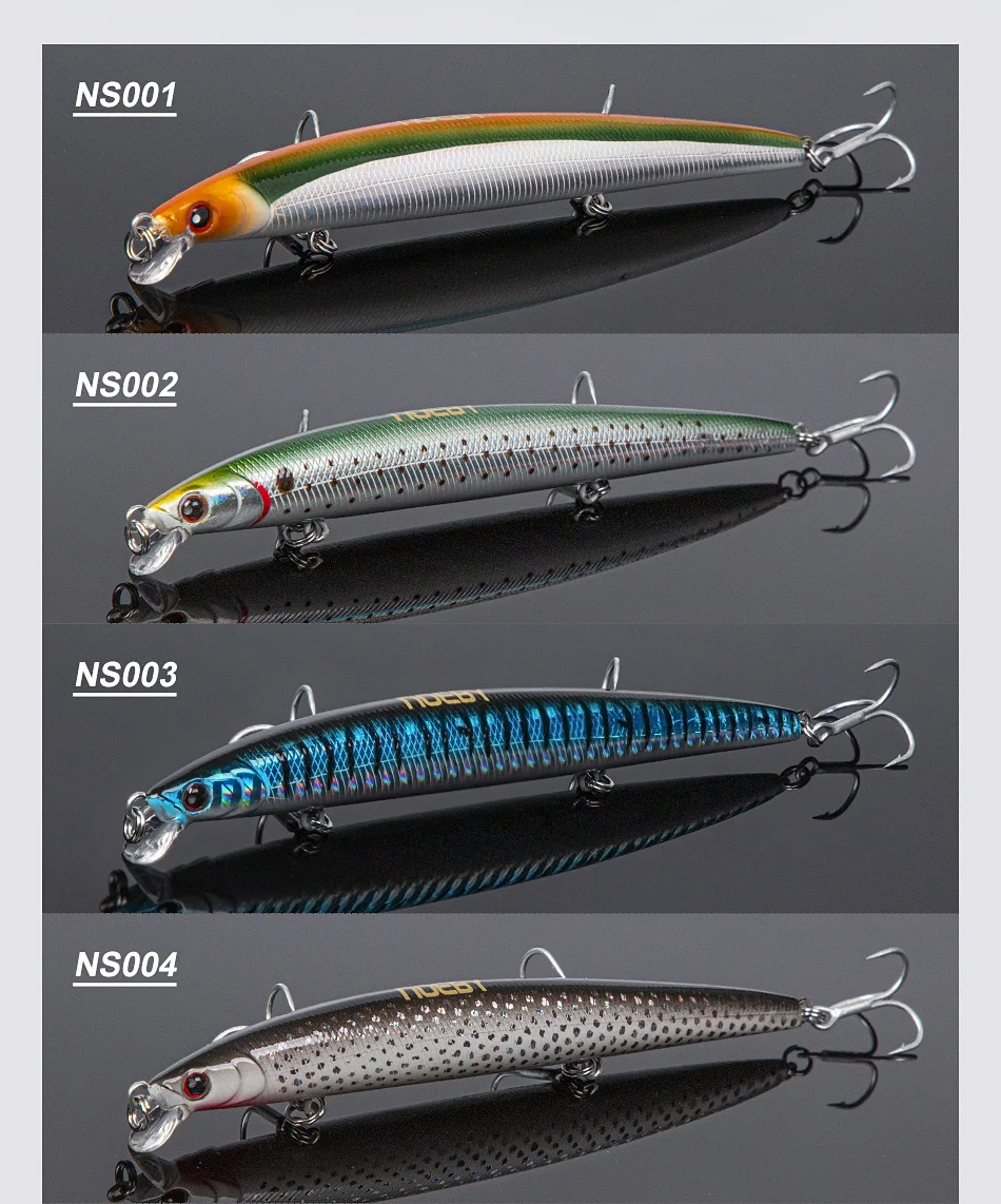 Noeby Minnow-Angelköder, 130 mm, 12 g, schwimmende Wobbeln, langer Wurf, schlanke Minnow, künstlicher harter Köder, Hechtbarsch-Angelgerät – Detail 10