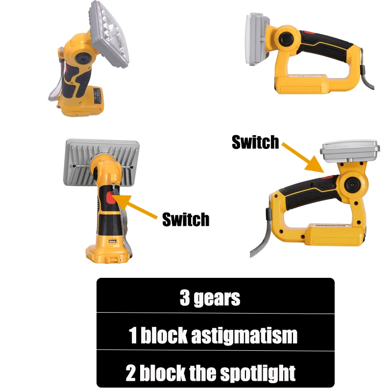 Imagem -04 - Ferramenta de Luz Led Dewalt Luz Interior e Exterior Dewalt 18v Li-ion Battery Dcb201 Dcb200 9w 18w