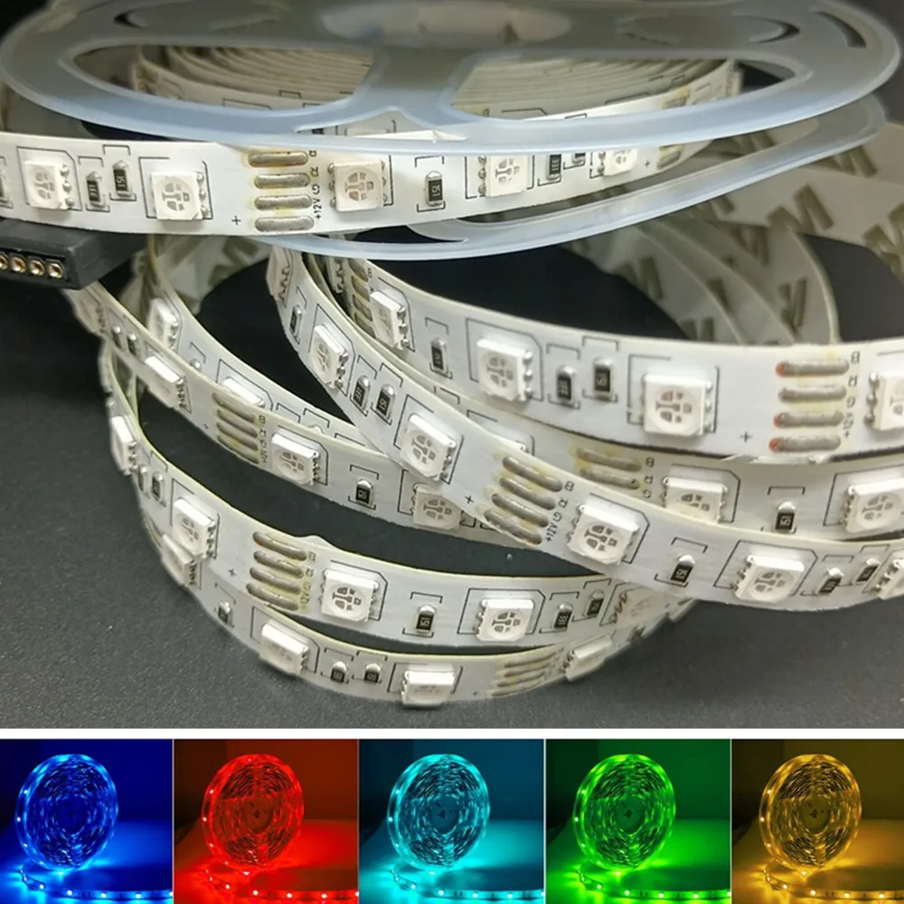 Tira de LED Flexible 24V 12V DC RGB 5050 rojo azul verde amarillo RGB Color impermeable IP65 epoxi 24V tira de LED para camión