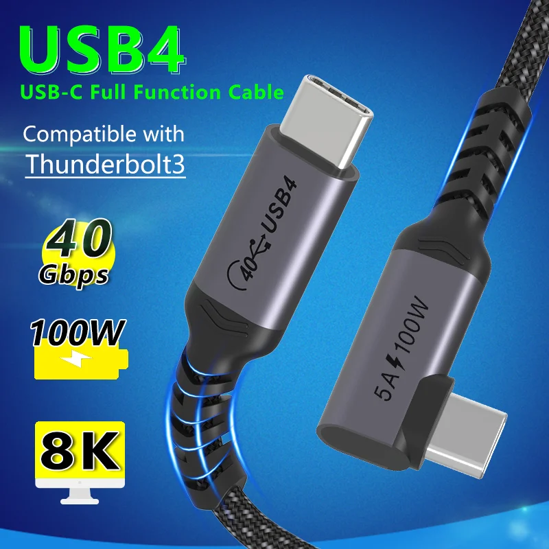 USB 4 Cable Compatible with Thunderbolt 3 PD Type C 100W 40Gbps 8K Data Transfer Fast Charging For Macbook Dell HP Iphone Ipad