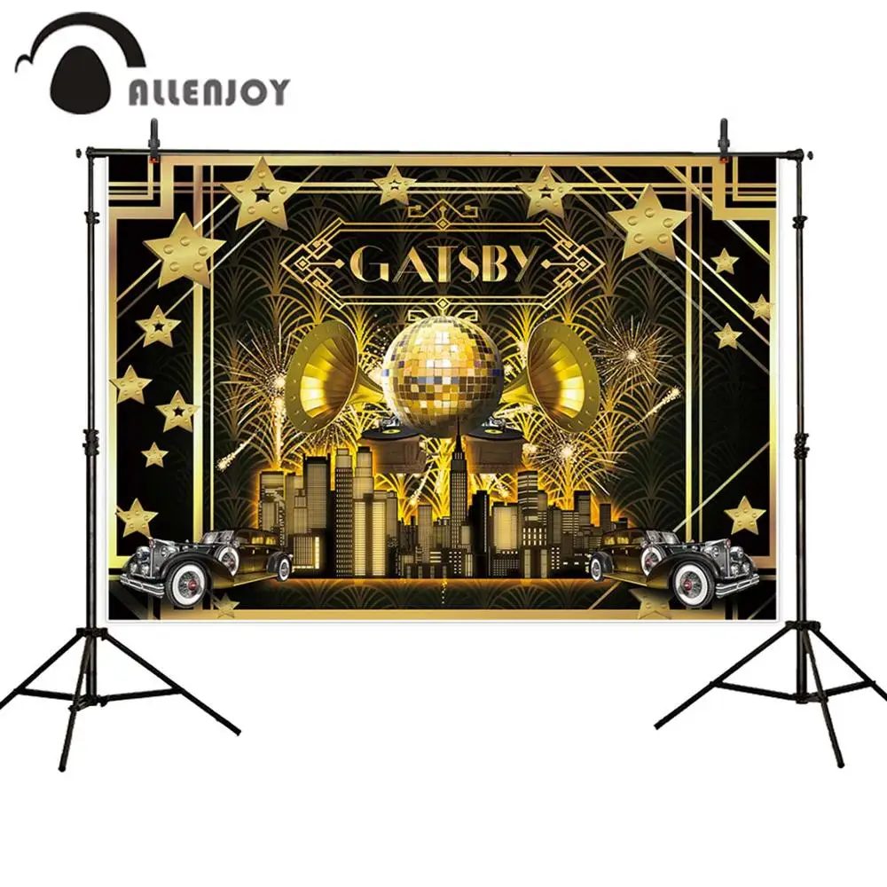

Allenjoy Gatsby photo backdrop disco golden car bachelor party friends carnival birthday photobooth background studio photocall
