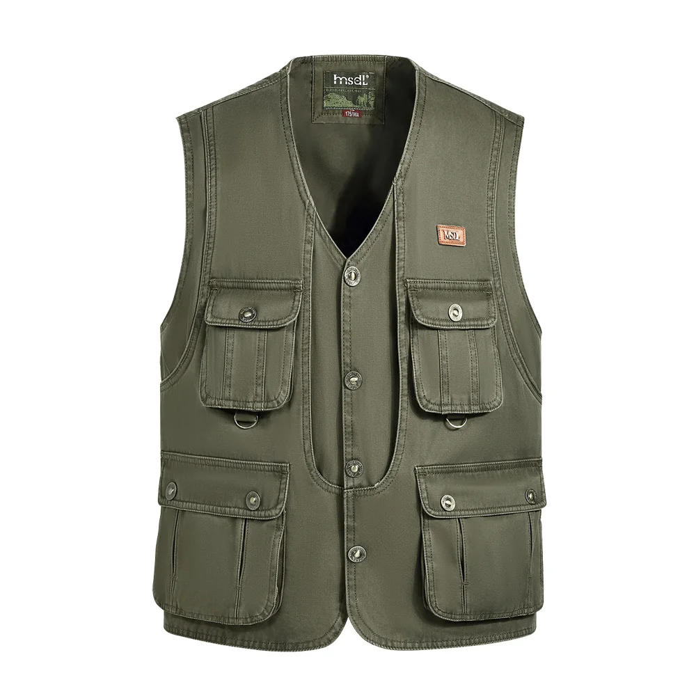 New spring and autumn models men\'s multi-pocket vest men outdoor fishing photography canvas waistcoat plus size S-4XL