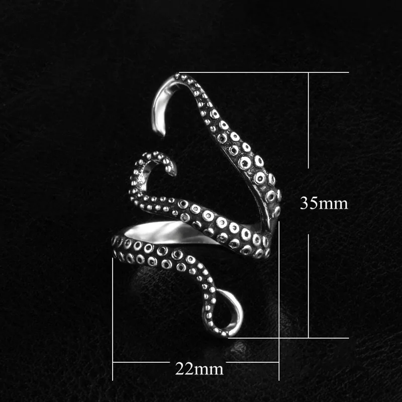 Punk Octopus Tentacle Adjustable Ring for Women Men