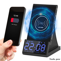 4 In 1 Smart Alarm Clock, Bluetooth Speaker with FM Radio USB Wireless Charger Support TF Card Home Electric Clock for  Bedroom