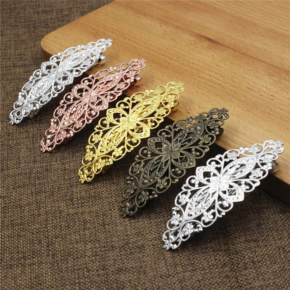 Copper Fashion Hair Snap Clips Accessories flower Women Hairgrips Barrettes Head Hairpins Headdress Length 80mm 1PC K06214