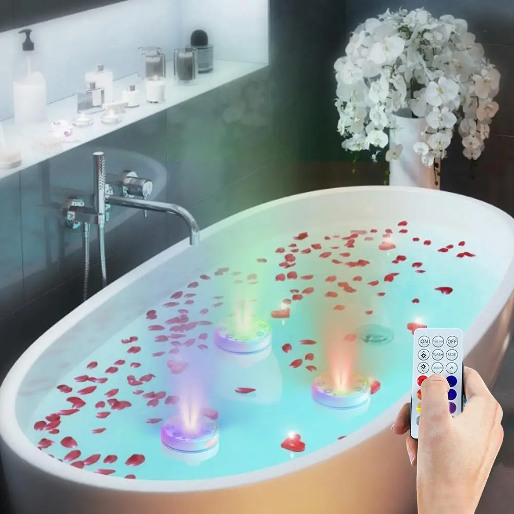 13led luz de mergulho 16-color controle remoto piscina lâmpadas à prova dwaterproof água luzes festivas com 4 copos de sucção ímã