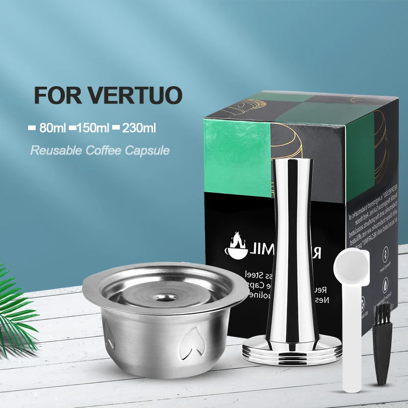 2 IN 1Reusable Vertuo Coffee Capsule Steel Stainless Metal for Nespresso Vertuoline Plus Machine Cream Coffee Filter