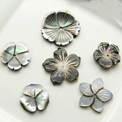 5pcs/bag natural black shell pearl shell carved bowl flower beads jewelry making DIY hair clip brooch earring jewelry accessory