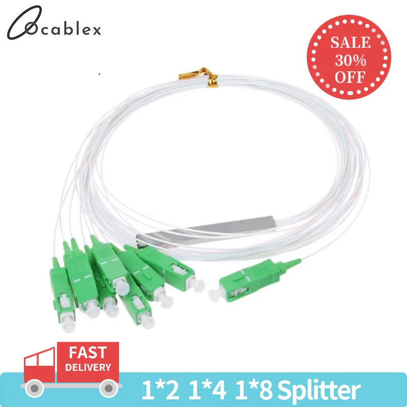 

50 PCS/Lot PLC Optical Splitter SC APC 1X8 FTTH Fiber Optic Splitter FBT Optical Coupler Singlemode Simplex Steel Pipe