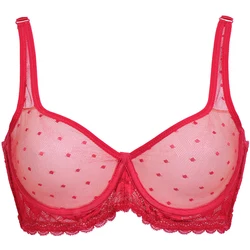 New full cup lace big minimizer transparent sexy Bras women lingerie mesh Unlined Wire 32 34 36 38 40 42 44 A B C D DD E DDD F