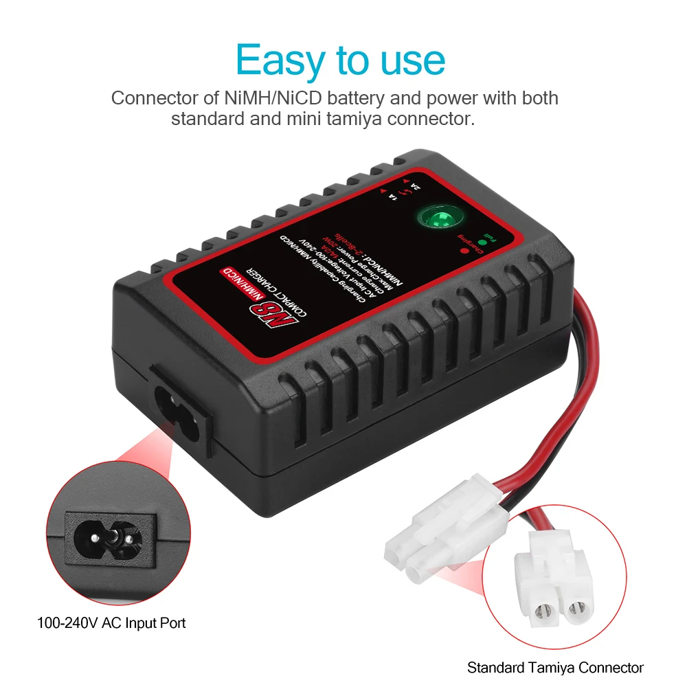 Cargador Inteligente NiMH/NiCd Universal 2.4V-12V Para RC, Airsoft Y Drones, Con 5 Adaptadores Y Protección Delta-Peak