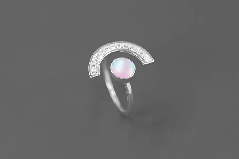 S.EAST SUN 925 Sterling Silver Moonlight opening adjustable ring, suitable for women's exquisite jewelry wedding party gifts