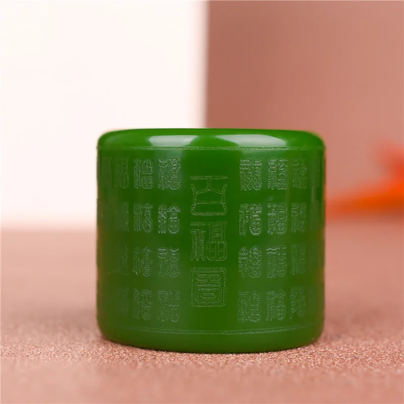 

Natural Green Hand-carved Baifu Figure Jade Finger Fashion Boutique Jewelry Men's and Women's Rings Gift Accessories