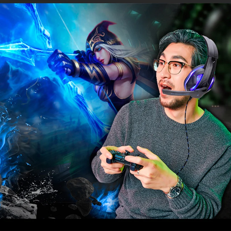 كول LED السلكية سماعة رأس بمايكروفون سماعات للعب لأجهزة الكمبيوتر سماعة ألعاب ستيريو الألعاب سماعة للكمبيوتر/PS4/الهاتف