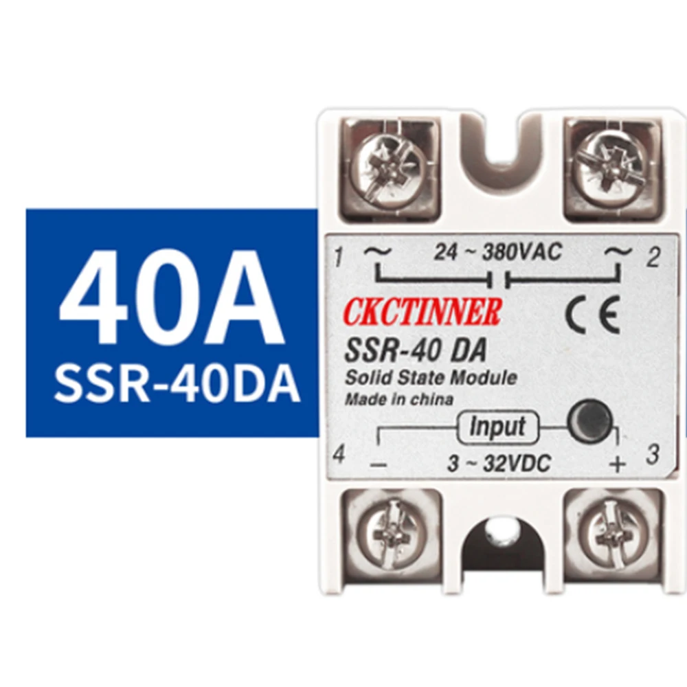 

DC SSR-40DA/25DA/10DA AC 3-32VDC Input 24-380VAC Single Phase Solid State Relay