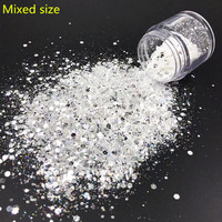 1 PC Super Shiny Silver Sequins Spangles Polish Manicure Nails Art Decorations Nail Mermaid Glitter Flakes Sparkly3D Hexagon