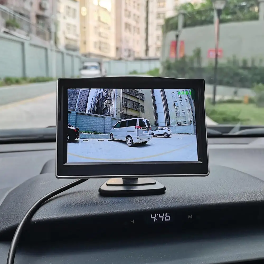 DIYSECUR 5inch IPS AHD Car Rear View Monitor Inside Parking Backup Monitor with Suction Cup and Bracket for MPV SUV Horse Lorry