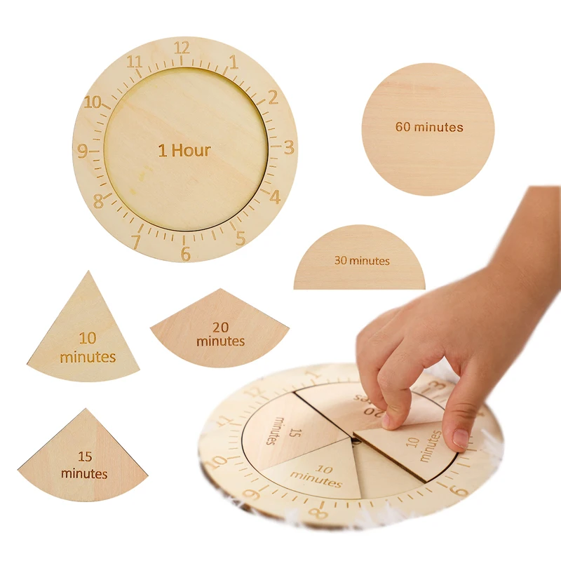 

17 Pcs/lot Children Montessori Wooden Clock Cognitive Toy Hour Minute Second Mathematics Puzzle Game Photography Accessories Gif