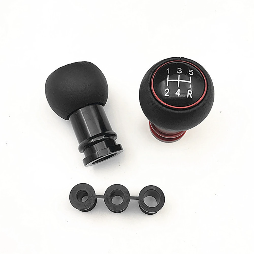 

Universal 5 Speed 5R Car Red Leather Manual Gear Shift Knob Stick MT AT Gearstick Lever Shifter Aluminum Knobs