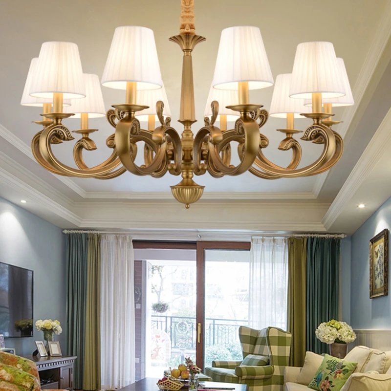 American Copper Chandelier 3 6 8 Arm Full Bronze For Bedroom Dining Living Room Luxury Suspendsion Light Fixtures E14 Led Lamp