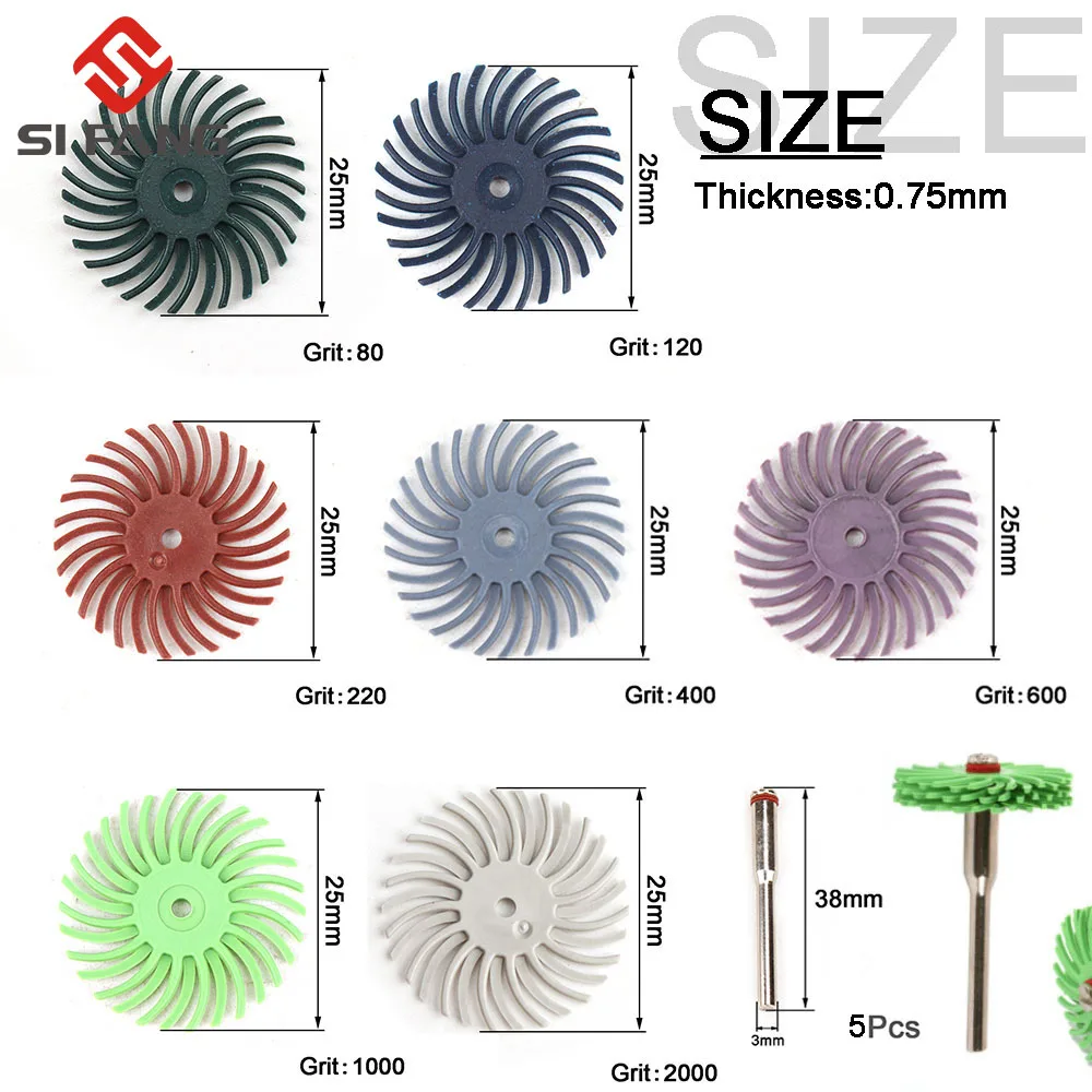 1 Polegada escova abrasiva do jogo do disco da cerda radial 2.35mm/3mm haste detalhe roda de lustro para acessórios giratórios da ferramenta de