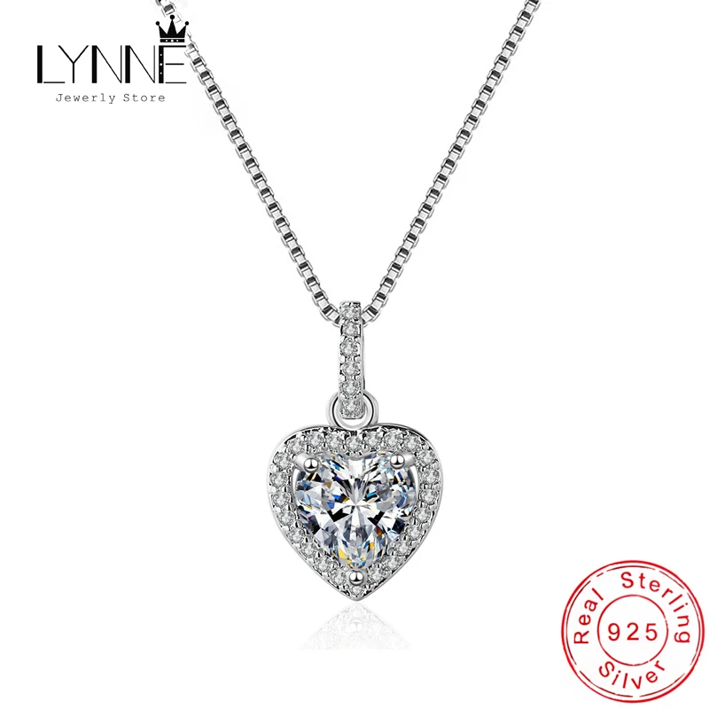 Free Delivery Fashion 925 Sterling Silver Heart Zircon Pendant Necklaces Women Jewelry Wedding Love CZ Charm Clavicle Chain Gift