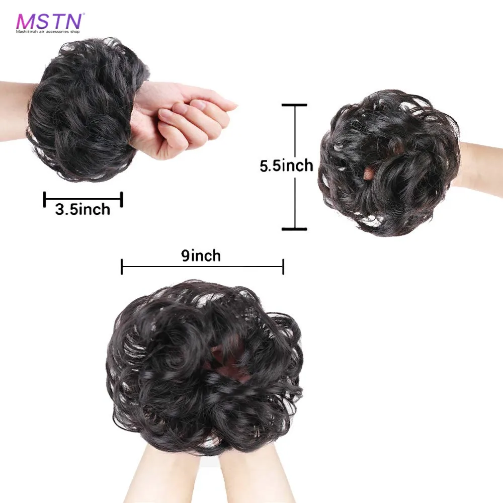 MSTN Synthetic Elastic Fake Hair Wig Bun Messy Chignon Scrunchies Elastic Band Straight Clip in Hair Ponytails Extensions Wigs