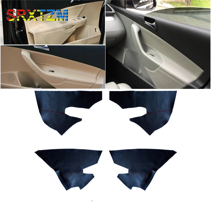 SRXTZM For Volkswage Passat B6 2006 2007 2008 2009 2010 Car Interior Microfiber Leather Door Handle Panel Armrest Cover Trim 2pc