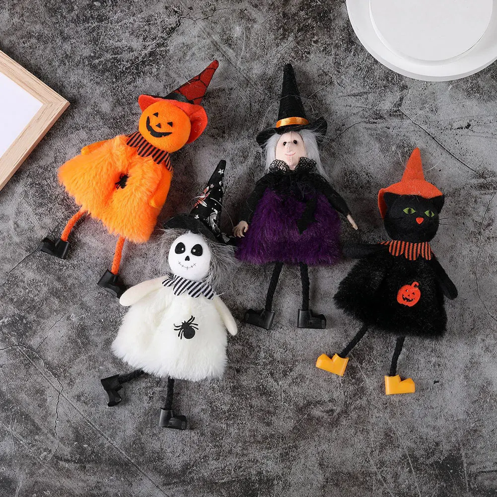 Scary Halloween Doll Plush Toy Creative Pumpkin Ghost Witch Black Cat Pendant Home Party Bar Decoration Children Halloween Gifts