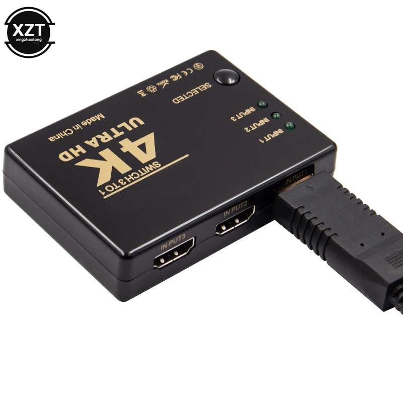 3 Port 4K * 2K 1080P przełącznik HDMI-kompatybilny wyboru 3x 1 rozdzielacz sygnału Ultra HD dla PC DVD HDTV Xbox PS3 PS4 multimedialnych gorąca