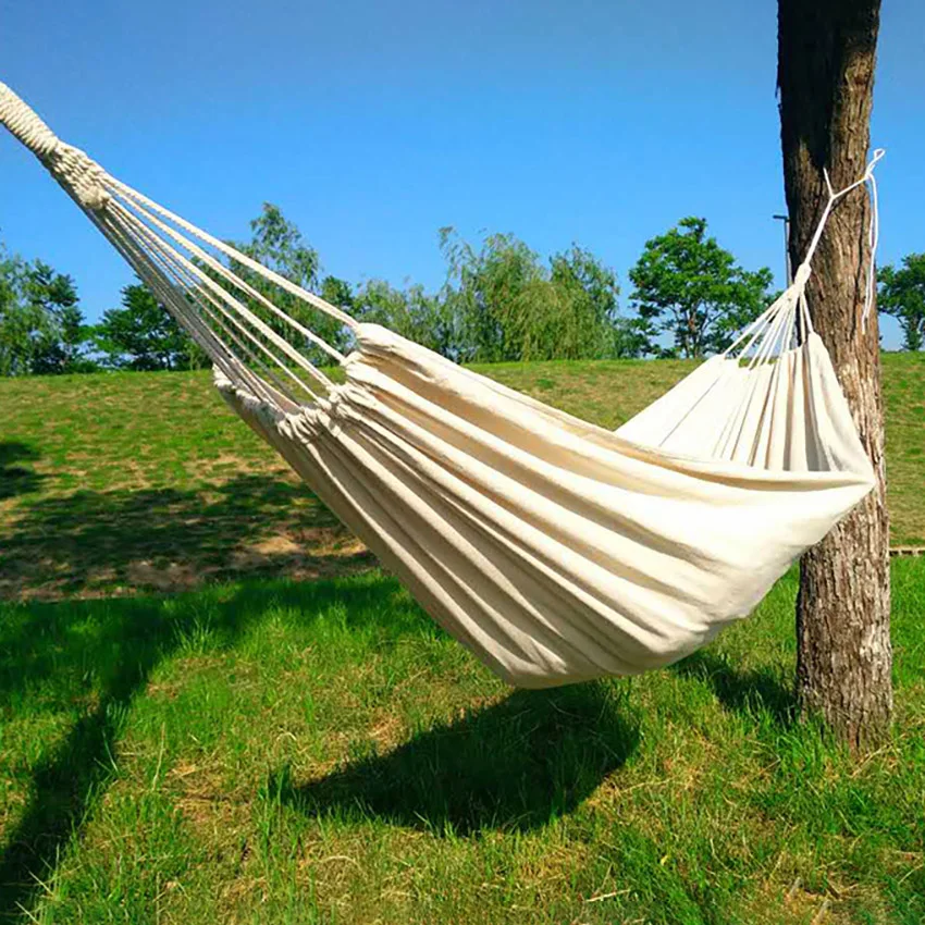 Double Hammock Outdoor Rollover Prevention Camping Canvas Hanging Swing Bed for Patio Travel Hiking 200x150cm 200x80cm