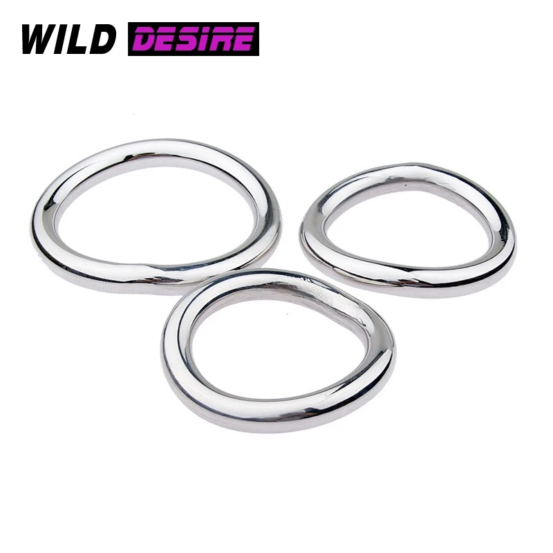 New 3 Size Stainless Steel Penis Bondage Lock Cock Ring Male Metal Ball Scrotum Stretcher Delay Ejaculation BDSM Sex Toy Men 18+