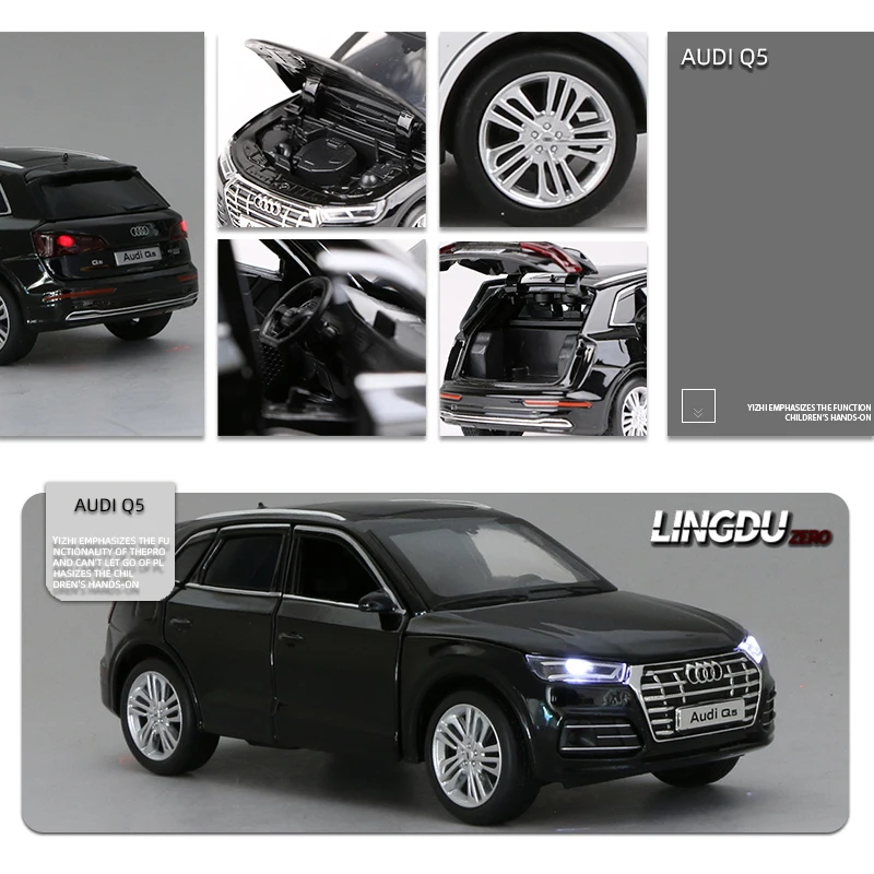 Auti q5 suv-金属製の車のモデル,複製とライト,車のモデル,金属,音と光,子供への贈り物,1:32