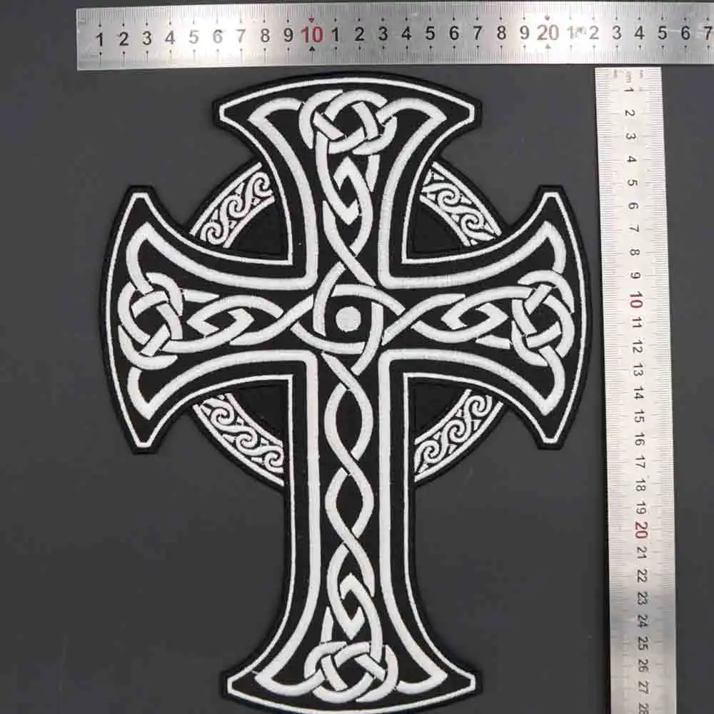 Large Cross Iron On Patch Embroidered Applique Sewing Label Punk Biker Patches Clothes Stickers Apparel Accessories Badge