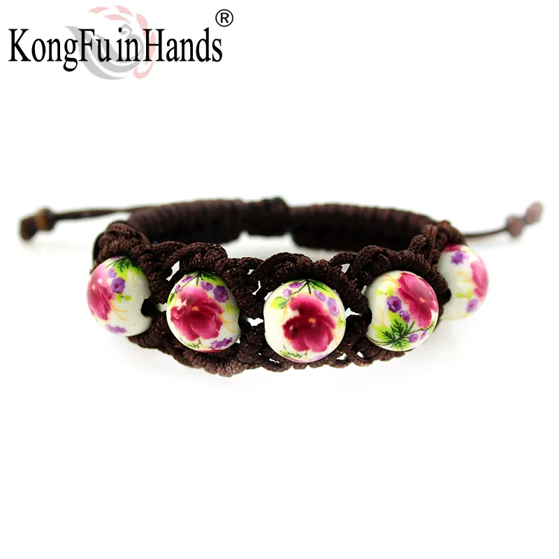 Multicolor Knit ceramic beads classic Charm Leather Bracelet Bangle classic handcraft spring gift pulseras  women bracelet