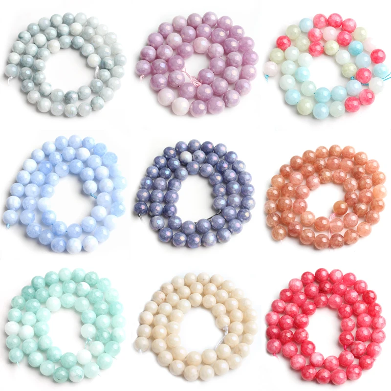 6/8/10mm Electroplating Angel Stone Angelite Imitation Beads for Jewellery Making 15 Inch DIY Bracelets for Women