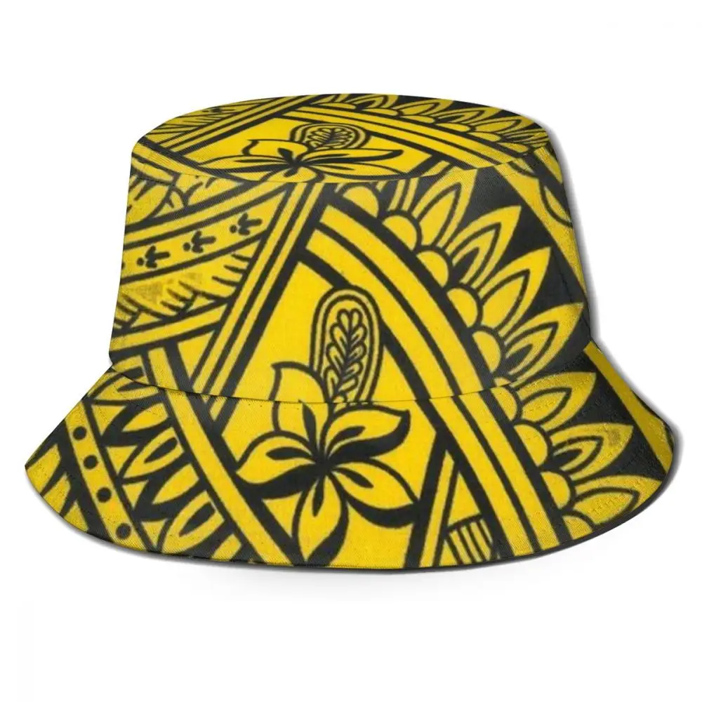 Bucket Hats Hawaiian Tribal Print Women Men's Panama Hat Polynesian Fishing Hat Fisherman Cap for Boys/Girls Bob Femme Gorro