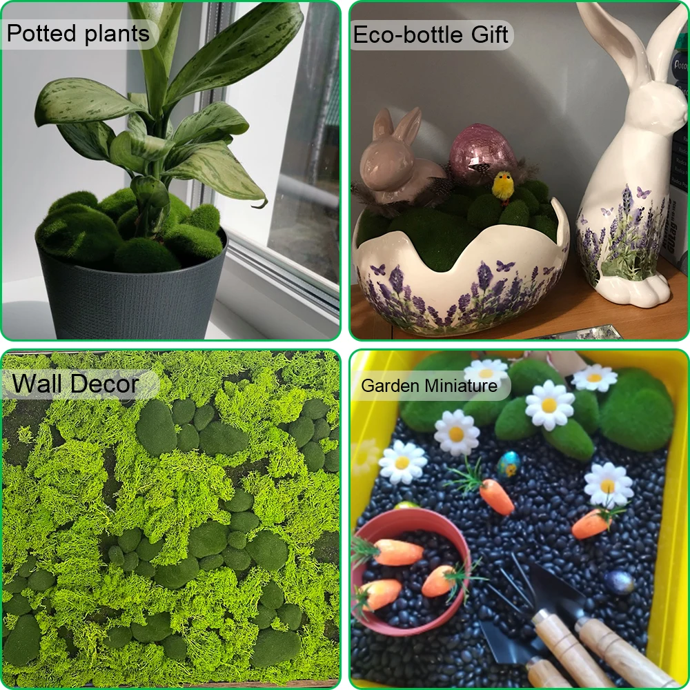 30pcs Fake Stone Artificial Moss Rocks Home Decor Simulation Plant DIY Decoration For Garden and Crafting Green