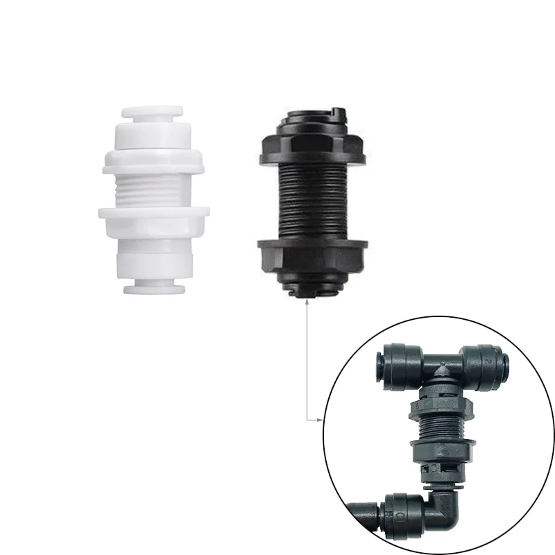 

HEMAN 1/4''(6.35mm) OD Tube Fittings Quick Connector RO Water Straight Bulkhead Rainforest Misting System Joint