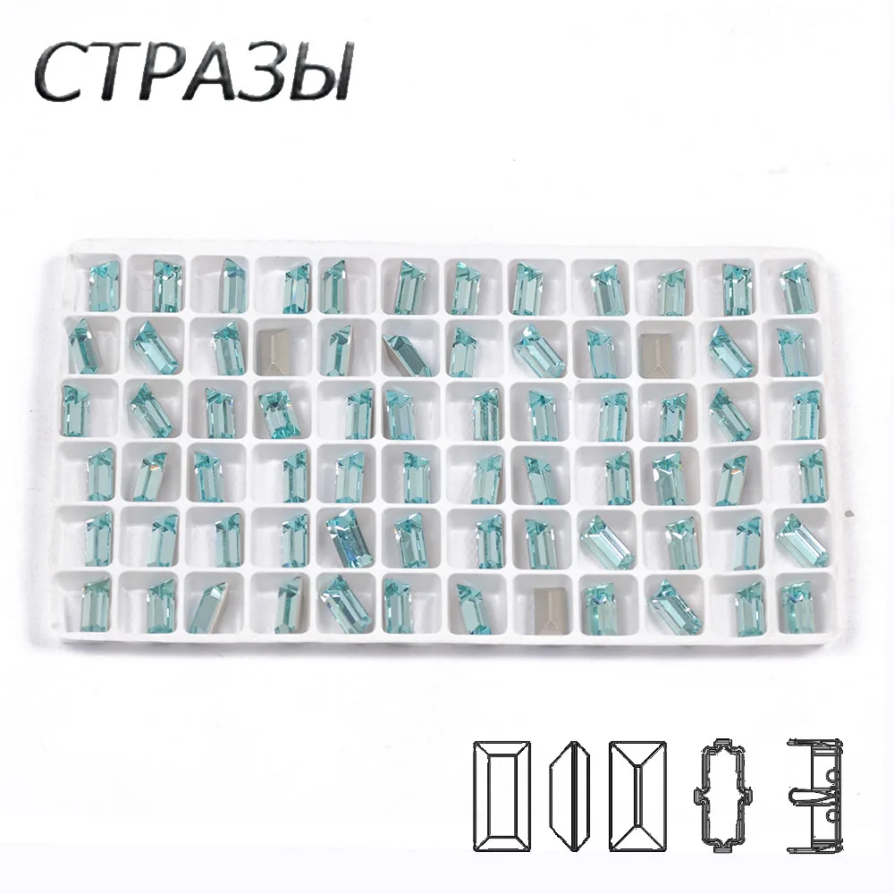 

CTPA3bI Aquamarine Decorative Glass Beads Crystal Fancy Stones Rectangle Sewn Rhinestones Strass For Gym Suit Jewelry Making