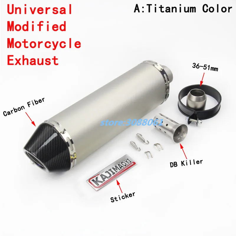 

36-51mm Universal Motorcycle Exhaust Escape Carbon Fiber Modified Motorbike Mufller Large Displacement For ATV Dirt Bike Z800 R6