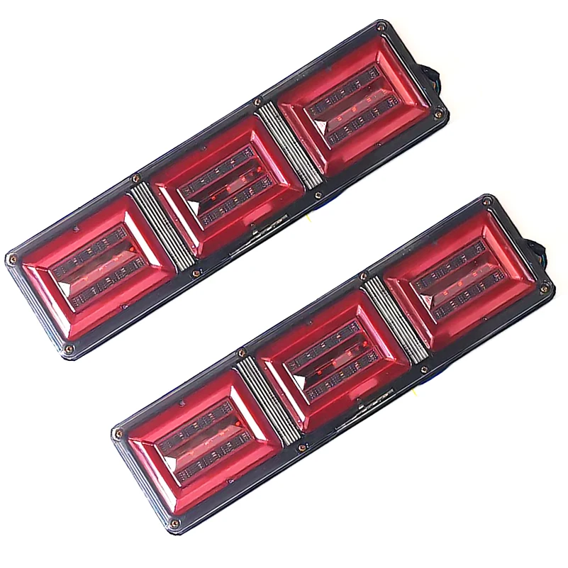 

2pcs Trailer Truck Caravan Boat Car Led Rear Stop Tail Light 12V/24V Waterproof Flow Steering Brake Reversing Traffic Fog Lamp.