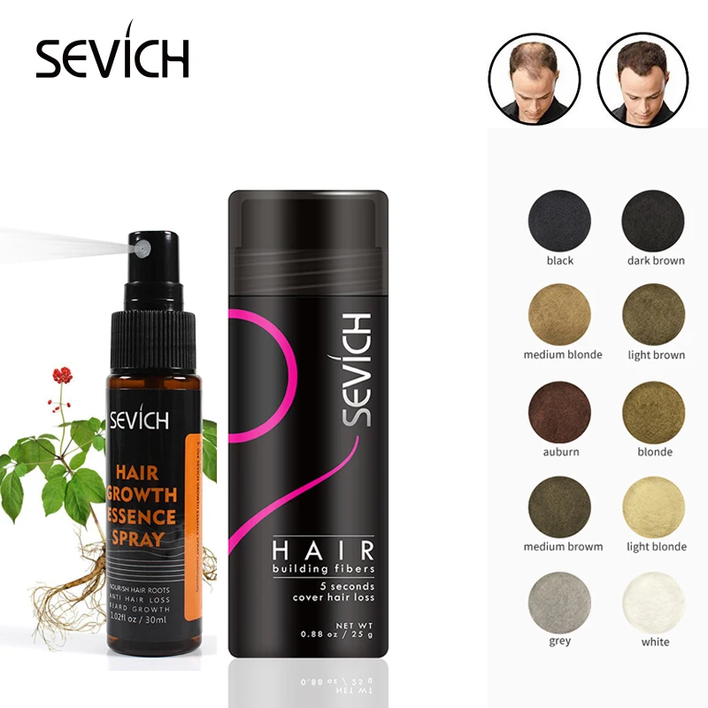 

Sevich 25g hair building fibers 30ml hair growth spray essential oil liquid anti hair loss full hair instantly fiber capilares