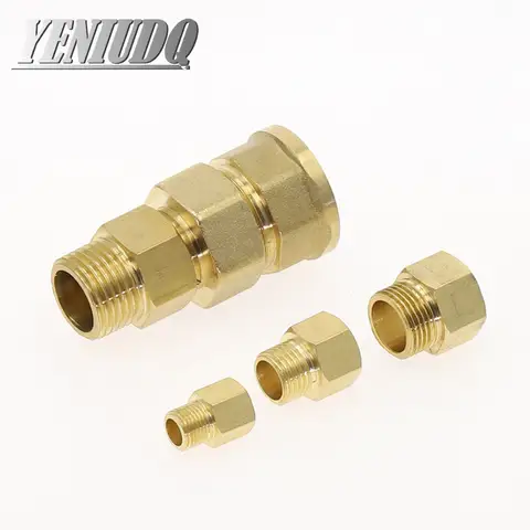 पीतल संयुक्त एफ/एम 1/8" 1/4" 3/8" 1/2 बीएसपी एम10x1 पुरुष से महिला थ्रेड पीतल पाइप कनेक्टर कॉपर कपलर एडाप्टर थ्रेडेड फिटिंग 10 best sales एम10x1 - №7