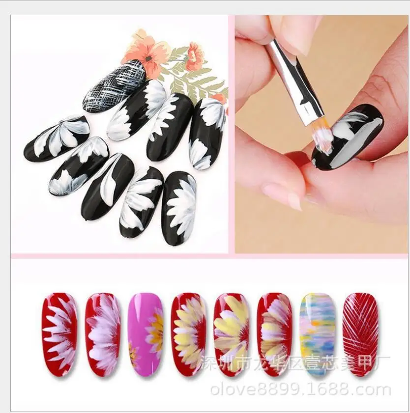 8pc 14.8cm  Nice Nail Art Flower Drawing Pen Painting Brushes Dotting Design Manicure Nail Gel Varnishes Tool T0441