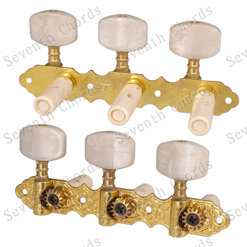 Ein Satz von 2 Stück goldfarbenen Stimmwirbeln für klassische Gitarren, Stimmgeräte, Gitarrenzubehörteile, Musikinstrumente – Detail 1